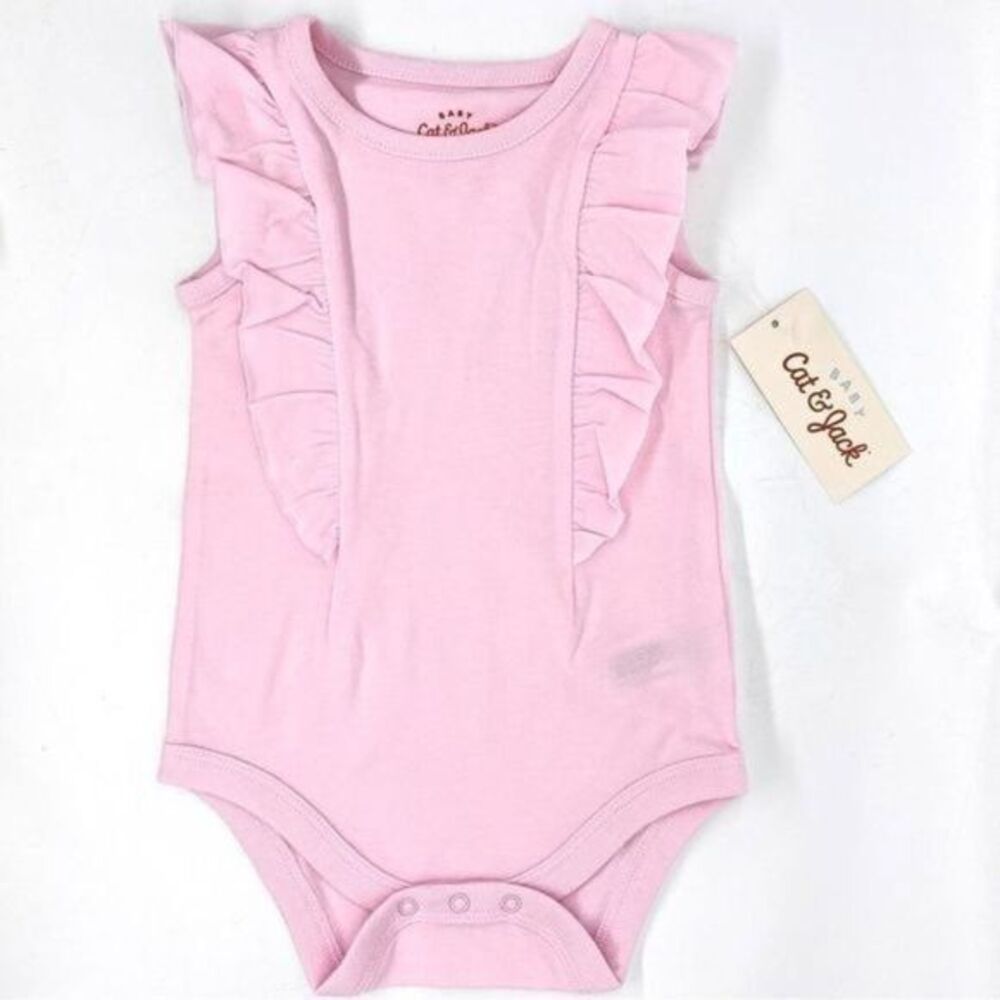 Cat & Jack Pink Ruffle Bodysuit Onsie New 6-9 Months